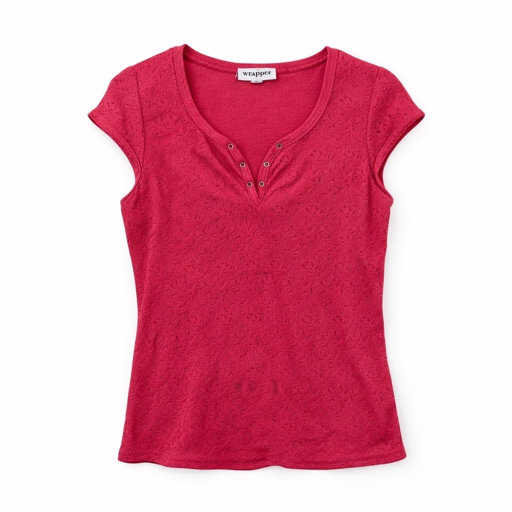 Wrapper Lace Tee Women’s No Tag Measurements Included Pink V Neck
